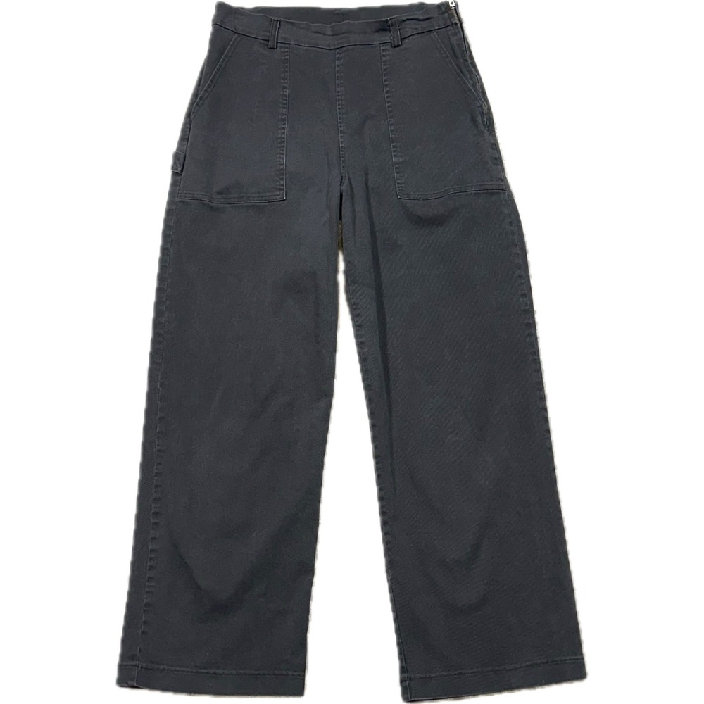 Loup Carpenter Pants High Rise Wide Leg Side Zip L Black Utility Workwear